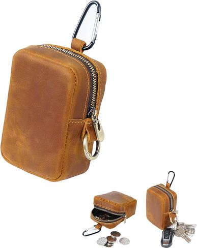 محفظة نقود جلدية من كريزي هورس، محفظة بسحاب كلاسيكية من الجلد الطبيعي، حقيبة عملات معدنية للرجال، محفظة جلدية صغيرة قابلة للتغيير مع حلقة مفاتيح للسفر in Kuwait