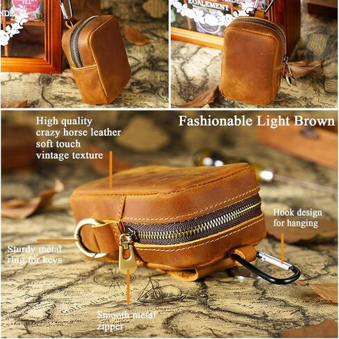 محفظة نقود جلدية من كريزي هورس، محفظة بسحاب كلاسيكية من الجلد الطبيعي، حقيبة عملات معدنية للرجال، محفظة جلدية صغيرة قابلة للتغيير مع حلقة مفاتيح للسفر in Kuwait