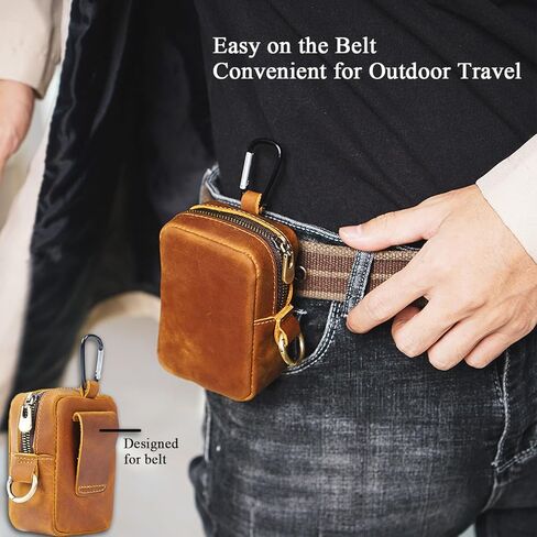 محفظة نقود جلدية من كريزي هورس، محفظة بسحاب كلاسيكية من الجلد الطبيعي، حقيبة عملات معدنية للرجال، محفظة جلدية صغيرة قابلة للتغيير مع حلقة مفاتيح للسفر in Kuwait