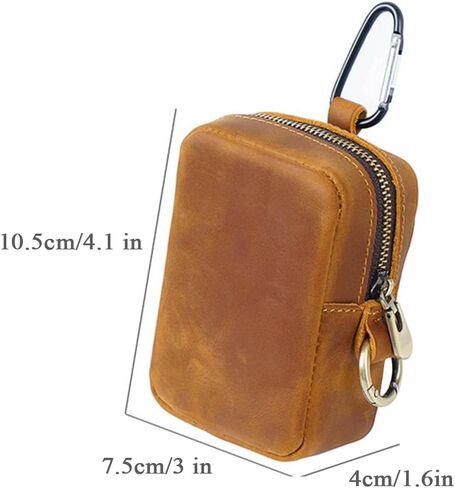 محفظة نقود جلدية من كريزي هورس، محفظة بسحاب كلاسيكية من الجلد الطبيعي، حقيبة عملات معدنية للرجال، محفظة جلدية صغيرة قابلة للتغيير مع حلقة مفاتيح للسفر in Kuwait