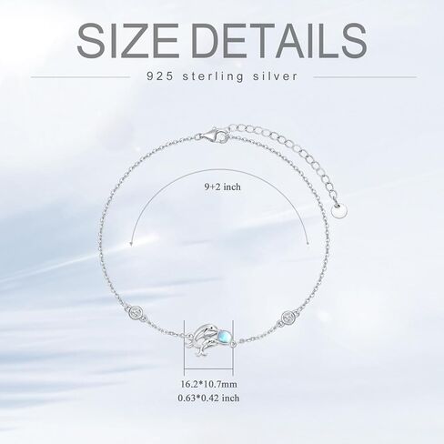 KQF دولفين خلخال S925 فضة دولفين Moonstone خلخال سوار للنساء الفتيات الصيف الشاطئ خلخال هدية in Kuwait