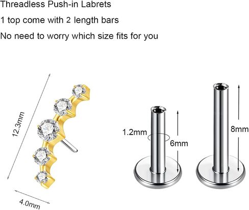 G23 Titanium Flat Back Earrings Studs 20g 18g 16g F136 Titanium Labrets Press Fit Threadless Push In Dainty Cartilage Helix Conch Lobe Lip Tragus Piercing Jewelry Push Back in Saudi Arabia