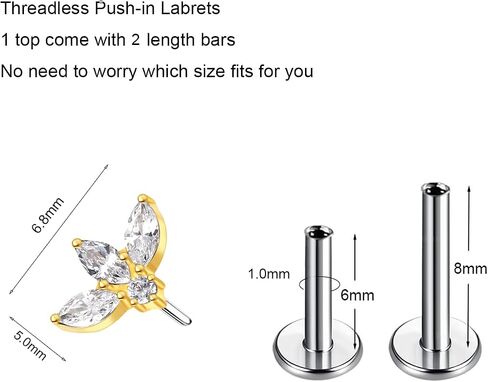 G23 Titanium Flat Back Earrings Studs 20g 18g 16g F136 Titanium Labrets Press Fit Threadless Push In Dainty Cartilage Helix Conch Lobe Lip Tragus Piercing Jewelry Push Back in Saudi Arabia