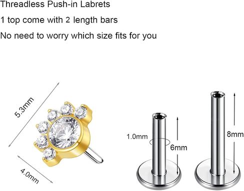 G23 Titanium Flat Back Earrings Studs 20g 18g 16g F136 Titanium Labrets Press Fit Threadless Push In Dainty Cartilage Helix Conch Lobe Lip Tragus Piercing Jewelry Push Back in Saudi Arabia