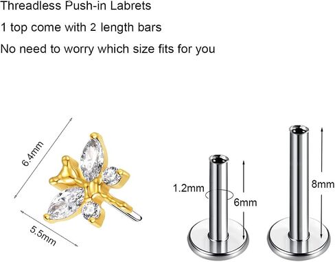 G23 Titanium Flat Back Earrings Studs 20g 18g 16g F136 Titanium Labrets Press Fit Threadless Push In Dainty Cartilage Helix Conch Lobe Lip Tragus Piercing Jewelry Push Back in Saudi Arabia