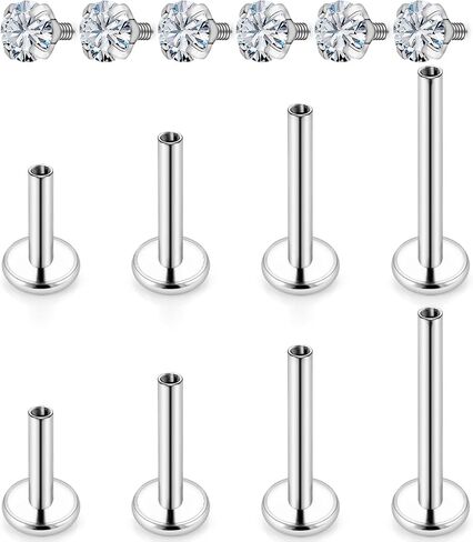 Lcolyoli Medusa Piercing Jewelry Stainless Steel Labret Jewelry Monroe Lip Rings Different Size Tragus Nail Conch Cartilage Helix Earring Stud Bar Length 6mm 8mm 10mm 12mm in Saudi Arabia