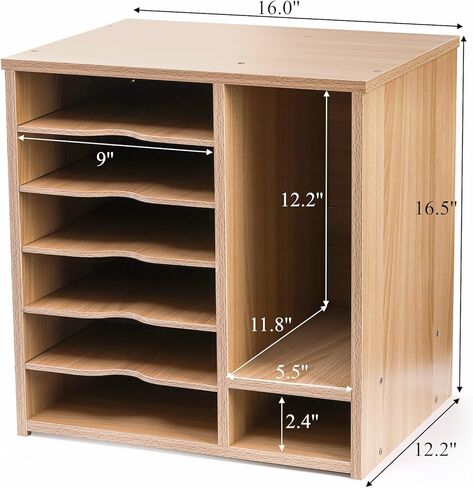 منظم الملفات الخشبية للمكتب، منظم الأدب الخشبي، حامل فارز الملفات الورقية القابل للتعديل مع 8 حجرات، حافظة تخزين الأوراق الورقية على سطح الطاولة للمنزل والمكتب والمدرسة in Kuwait