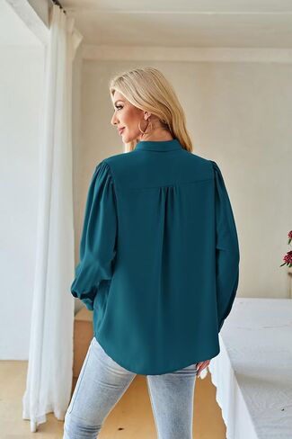 GRACE KARIN Women's Top Mock Neck Tie Ruffle Solid Blouse Long Sleeve Shirts Casual Loose Work Office Top in Saudi Arabia
