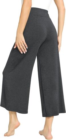 GYS Women's Wide Leg Capri Pants - Viscose Made from Bamboo, Lounge Crop Pants Yoga Sweatpants Soft Pajama Pants in Kuwait