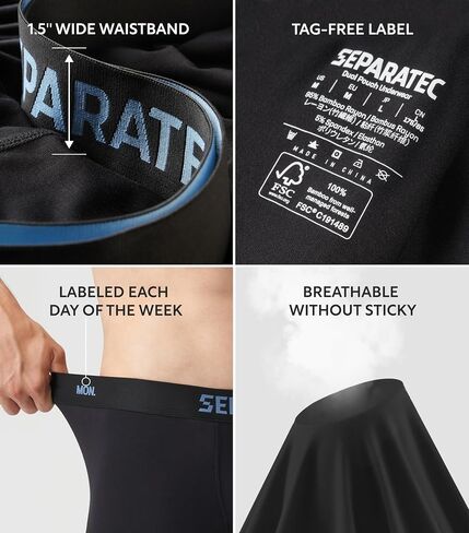 Separatec Mens Underwear Dual Pouch Breathable Rayon Made from Bamboo Trunks for Men 7 Pack in Saudi Arabia