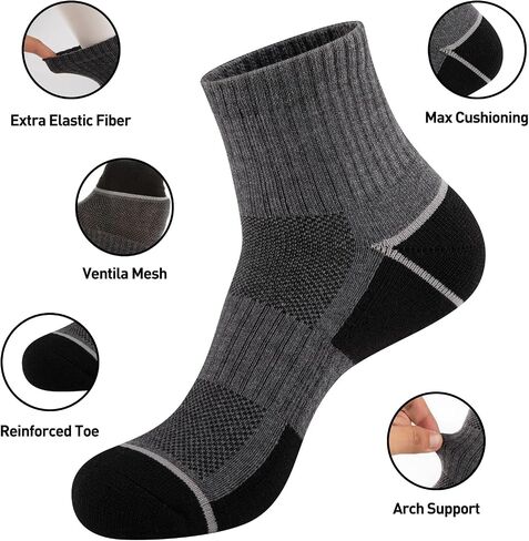 COOVAN 8 Pairs Men's Ankle Athletic Socks Quarter Cushion Comfort Casual Running Socks Moisture Wicking Running Sports Socks in Saudi Arabia
