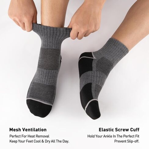 COOVAN 8 Pairs Men's Ankle Athletic Socks Quarter Cushion Comfort Casual Running Socks Moisture Wicking Running Sports Socks in Saudi Arabia