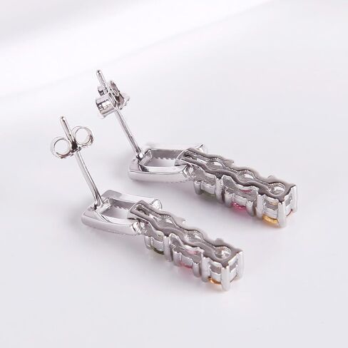 925 silver inlaid Tourmaline earrings multicolor tour gemstone maline earrings rainbow tourmaline earrings for women in Kuwait