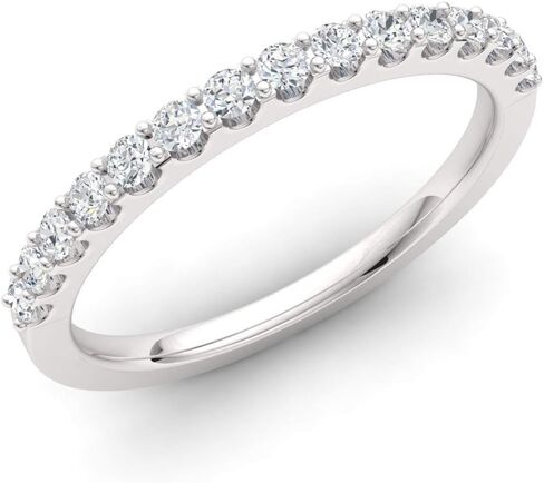 Diamondere Natural and Certified Gemstone and Diamond Wedding Ring in 14K White Gold | 0.38 Carat Half Eternity Stackable Band for Women, US Size 4 to 9 in Saudi Arabia