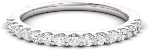 Diamondere Natural and Certified Gemstone and Diamond Wedding Ring in 14K White Gold | 0.38 Carat Half Eternity Stackable Band for Women, US Size 4 to 9 in Saudi Arabia