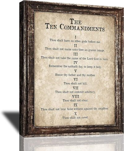 10 Commandments Wall Art Bible Verse Decor Vintage Christian Sign Christian Gifts Ten Commandments Canvas Prints Retro Religious Poster Scripture Artwork for Office Living Room Bedroom Church 12"x16" in Saudi Arabia