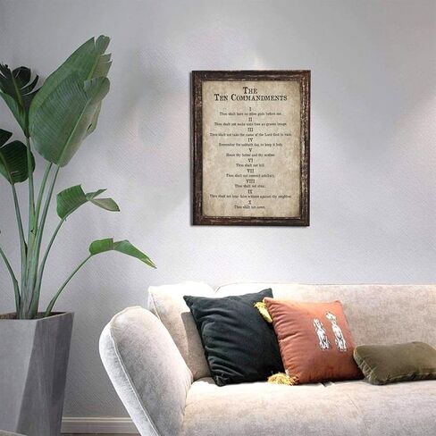 10 Commandments Wall Art Bible Verse Decor Vintage Christian Sign Christian Gifts Ten Commandments Canvas Prints Retro Religious Poster Scripture Artwork for Office Living Room Bedroom Church 12"x16" in Saudi Arabia