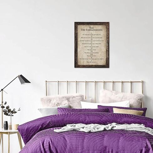10 Commandments Wall Art Bible Verse Decor Vintage Christian Sign Christian Gifts Ten Commandments Canvas Prints Retro Religious Poster Scripture Artwork for Office Living Room Bedroom Church 12"x16" in Saudi Arabia