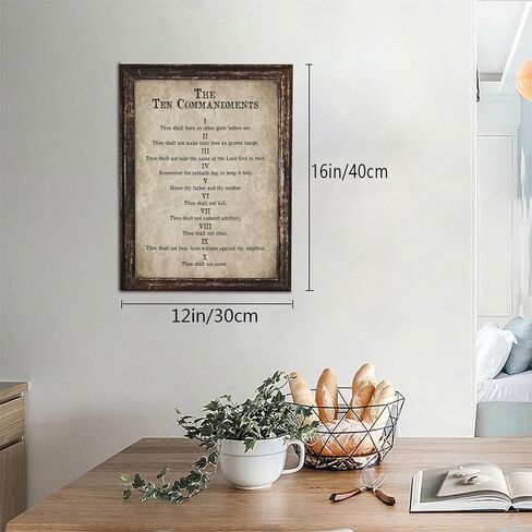10 Commandments Wall Art Bible Verse Decor Vintage Christian Sign Christian Gifts Ten Commandments Canvas Prints Retro Religious Poster Scripture Artwork for Office Living Room Bedroom Church 12"x16" in Saudi Arabia