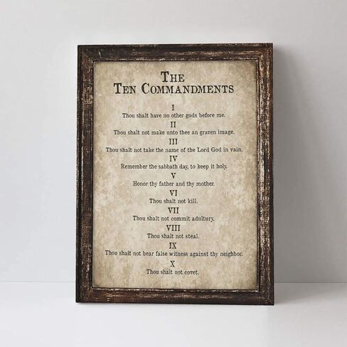 10 Commandments Wall Art Bible Verse Decor Vintage Christian Sign Christian Gifts Ten Commandments Canvas Prints Retro Religious Poster Scripture Artwork for Office Living Room Bedroom Church 12"x16" in Saudi Arabia