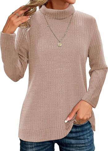 Zeagoo Womens Knit Blouse Long Sleeve Pullover Shirt Tops Fall Casual Lightweight Turtleneck Tunic in Kuwait