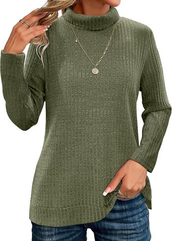 Zeagoo Womens Knit Blouse Long Sleeve Pullover Shirt Tops Fall Casual Lightweight Turtleneck Tunic in Kuwait