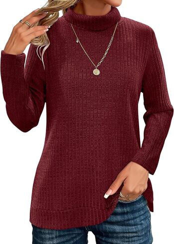 Zeagoo Womens Knit Blouse Long Sleeve Pullover Shirt Tops Fall Casual Lightweight Turtleneck Tunic in Kuwait