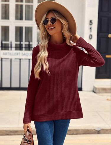 Zeagoo Womens Knit Blouse Long Sleeve Pullover Shirt Tops Fall Casual Lightweight Turtleneck Tunic in Kuwait