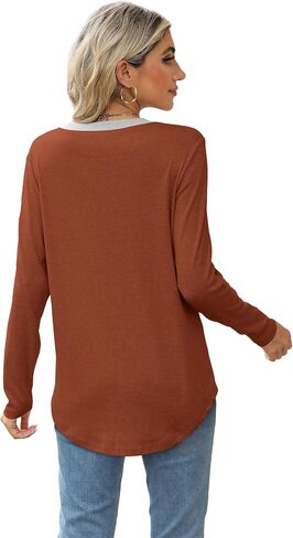 Besshopie Womens Long Sleeve Shirts Crewneck Casual Tunic Tops Fall Fashion Outfits in Kuwait