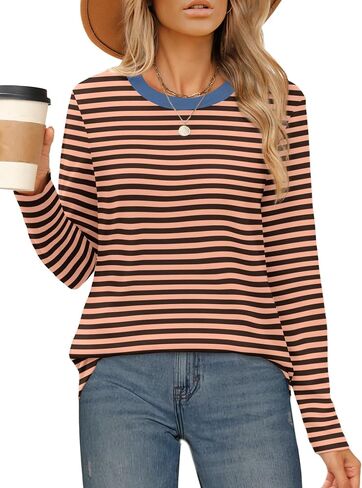 Besshopie Womens Long Sleeve Shirts Crewneck Casual Tunic Tops Fall Fashion Outfits in Kuwait