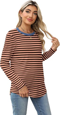 Besshopie Womens Long Sleeve Shirts Crewneck Casual Tunic Tops Fall Fashion Outfits in Kuwait