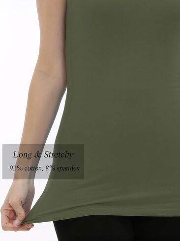 Racerback Long Tank Tops for Women Stretchy Cotton Sleeveless Undershirts Gym Workout Sports Shirts 3 Packs in Kuwait