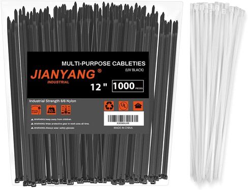 12 Inch Zip Ties Double Sided Toothed (Bulk 1000 Pack),70 LBS Tensile Strength Heavy Duty Cable Wire Ties With Self-Locking Adjustable More Durable Nylon Tie Wraps for Indoor Outdoor in Kuwait