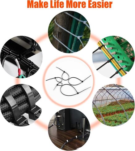 12 Inch Zip Ties Double Sided Toothed (Bulk 1000 Pack),70 LBS Tensile Strength Heavy Duty Cable Wire Ties With Self-Locking Adjustable More Durable Nylon Tie Wraps for Indoor Outdoor in Kuwait