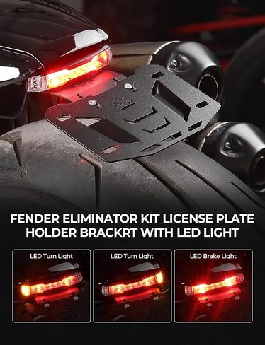 KEMIMOTO Motorcycle License Plate Bracket with LED Signal Light Compatible with Sportster S RH1250 2021 2022 2023 2024 Fender Eliminator Kit Motorcycle License Plate Holder Mount Tidy Tail in Saudi Arabia