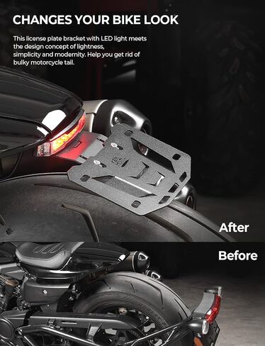 KEMIMOTO Motorcycle License Plate Bracket with LED Signal Light Compatible with Sportster S RH1250 2021 2022 2023 2024 Fender Eliminator Kit Motorcycle License Plate Holder Mount Tidy Tail in Saudi Arabia