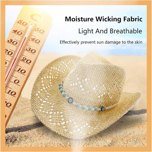 Straw Cowboy Hats, Cowgirl Sun Hats,Western Cowboy Hats for Men & Women's,Beach Hat, Woven Shapeable,Two Decorative Bands in Saudi Arabia