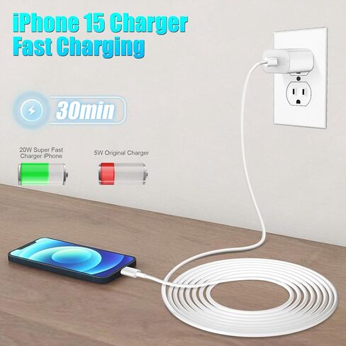 iPhone Fast Charger,Apple Charger Super Quick [Apple MFi Certified] 2Pack 10FT Long Type-C to Lightning Cable Cord USB C Wall Charger Block Adapter for iPhone 14 13 12 11/13Pro Max/12Mini/XS/XR/SE in Saudi Arabia