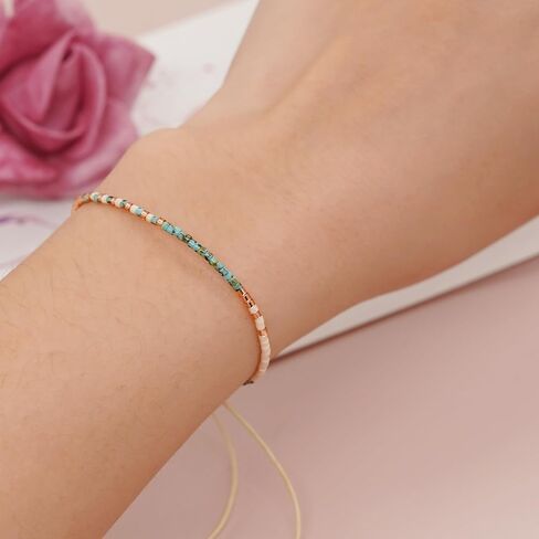 Seed Beaded Bracelets for Women, Boho Handmade Adjustable Colorful Beads Strand Summer Beach Jewelry Gift. in Kuwait