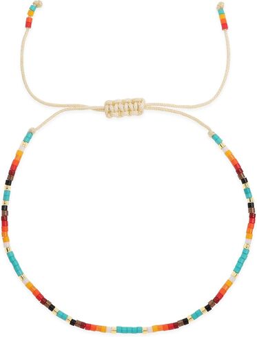 Seed Beaded Bracelets for Women, Boho Handmade Adjustable Colorful Beads Strand Summer Beach Jewelry Gift. in Kuwait