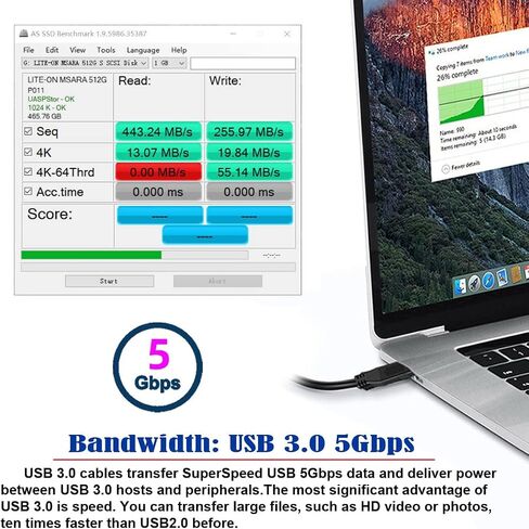 chenyang USB 3.0 to eSATA Cable for HDD/SSD/ODD 3.28FT/1.0M (One Way Transmission The USB Port Must be Connected to The Host) in Kuwait
