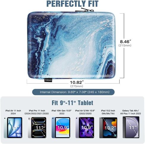 TiMOVO 8-9 Inch Tablet Sleeve Case for iPad Mini 6, iPad Mini 5/4/3/2/1, Galaxy Tab A7 Lite 8.7/Tab A 8.0/Tab A 8.4, Fire HD 8 & 8 Plus 2020, Portable Protective Bag with Pockets, Space Gray in Saudi Arabia
