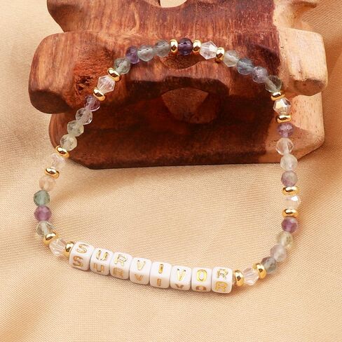 UEUC الأحجار الكريمة شفاء الأحجار كريستال سوار للنساء، 4 مم مايكرو الأوجه جولة الخرز الحجر الطبيعي التنفس رسائل ملهمة تمتد سوار in Kuwait