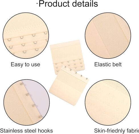 8 Pcs Bra Strap Extender 5 Hooks - Women's Soft Comfortable Bra Extenders 5 Hook 3 Row Plus Size Stretchy Back Bra Accessories Extensions Strap (4 Colors) in Kuwait