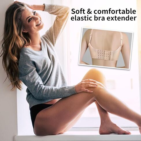 8 Pcs Bra Strap Extender 5 Hooks - Women's Soft Comfortable Bra Extenders 5 Hook 3 Row Plus Size Stretchy Back Bra Accessories Extensions Strap (4 Colors) in Kuwait