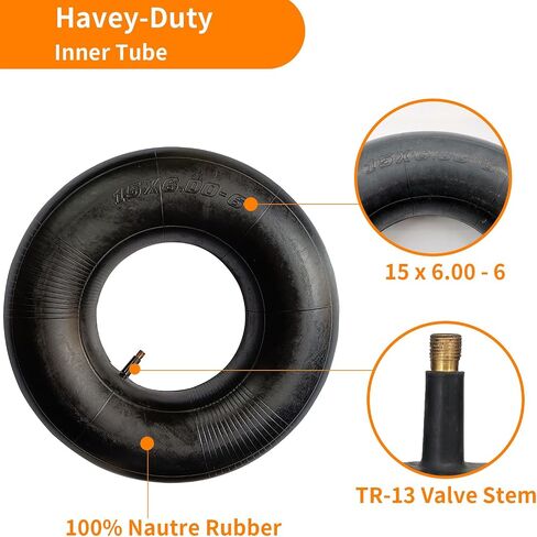 2 قطعة 15x6.00-6 الأنبوب الداخلي مع استبدال ساق الصمام TR-13 لجزازات العشب وعربات الذهاب وعربات الجولف والمزيد in Saudi Arabia