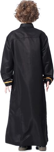 IMEKIS Kids Boys Muslim Thobe Long Sleeve Islamic Arabic Kaftan Robe Middle East Dubai Prayer Outfit with Pocket in Saudi Arabia