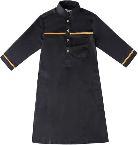 IMEKIS Kids Boys Muslim Thobe Long Sleeve Islamic Arabic Kaftan Robe Middle East Dubai Prayer Outfit with Pocket in Saudi Arabia