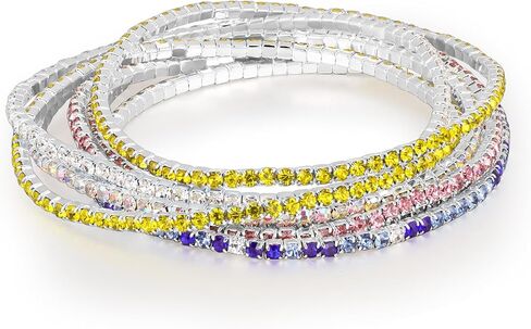 7 Pack Tennis Bracelet for Women, Plated 2mm Cubic Zirconia, Classic/Trendy Link Bracelet Set Stackable Bracelets Jewelry Gifts Presents for Girls Friends in Saudi Arabia