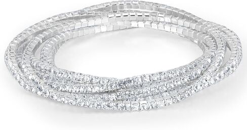 7 Pack Tennis Bracelet for Women, Plated 2mm Cubic Zirconia, Classic/Trendy Link Bracelet Set Stackable Bracelets Jewelry Gifts Presents for Girls Friends in Saudi Arabia